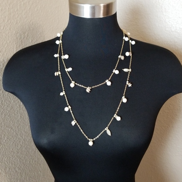 Vintage Talbots Long Gold Stone Bead Necklace - Picture 2 of 5